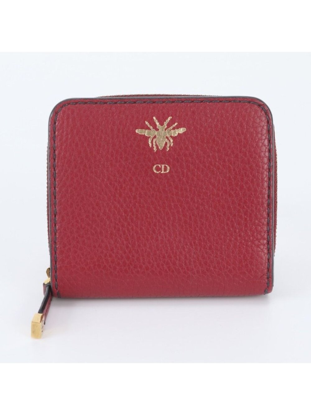 Dior Bee Leather Bifold Wallet Zip Around